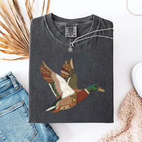 Faux Patchwork Mallard Duck Hunting Printed T-Shirt
