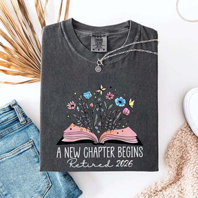 Floral Teachers 'A New Chapter Begins' Retired T-Shirt