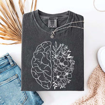 Mental Health Floral Brain Anatomy T-Shirt