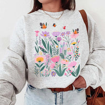 Vintage Pressed Light Pink Flowers Sweatshirt
