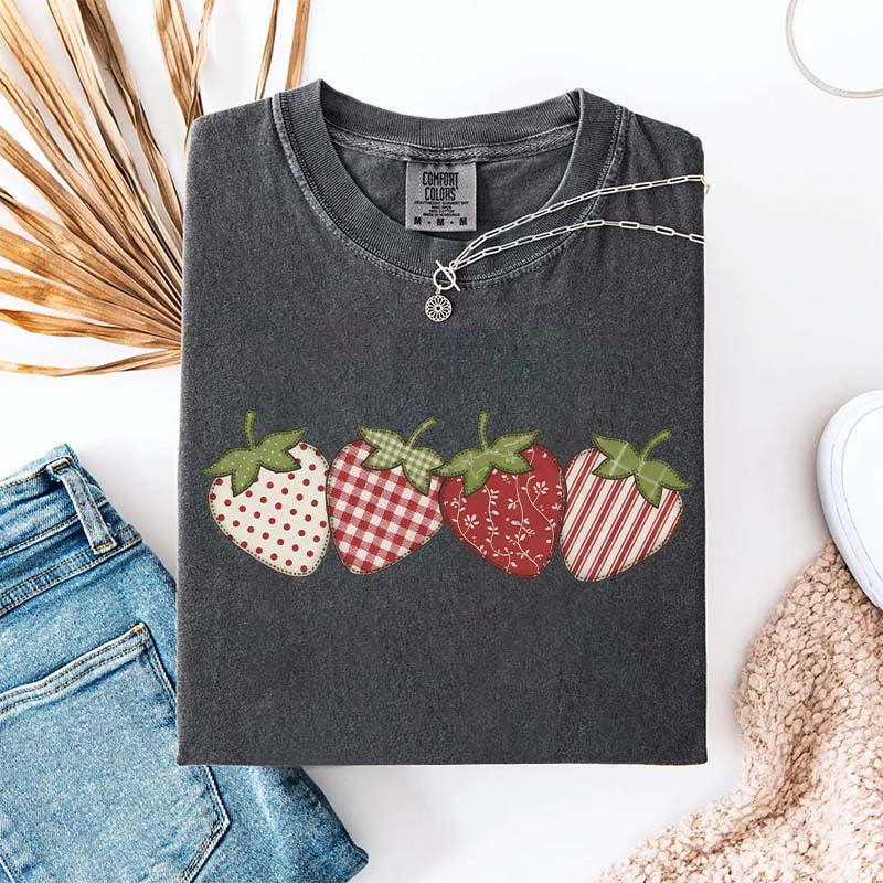 Vintage Strawberry Printed T-Shirt