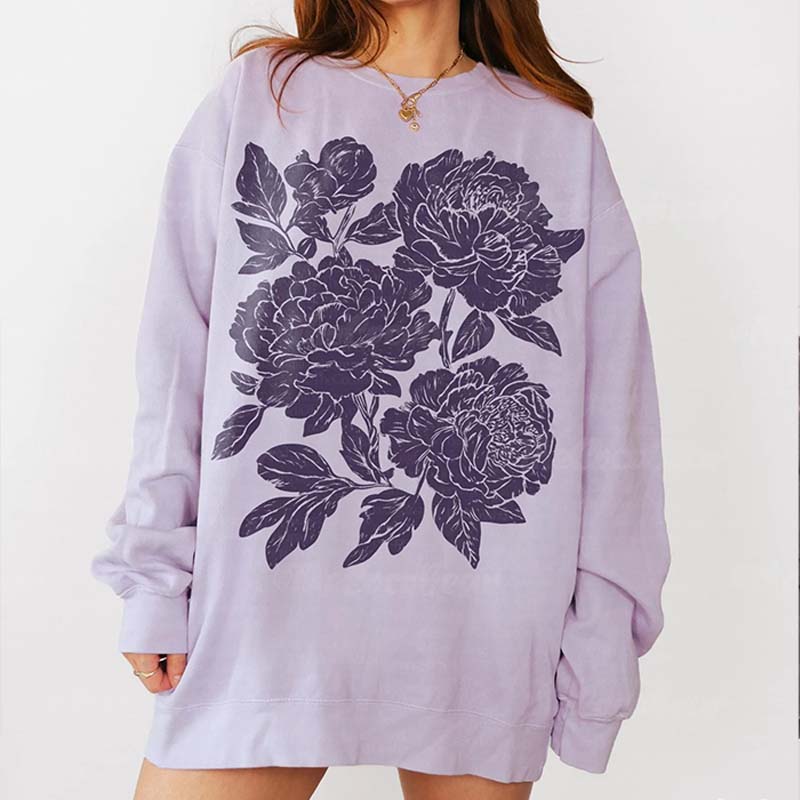 Vintage Linocut Flower Sweatshirt