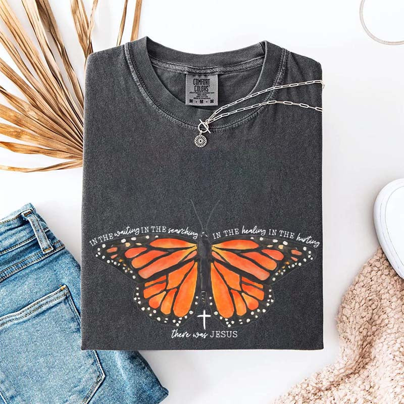 There Was Jesus Religious Butterfly T-Shirt