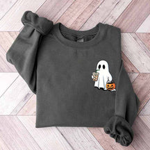 Cute Ghost Drinking Iced Coffee Sweatshirt