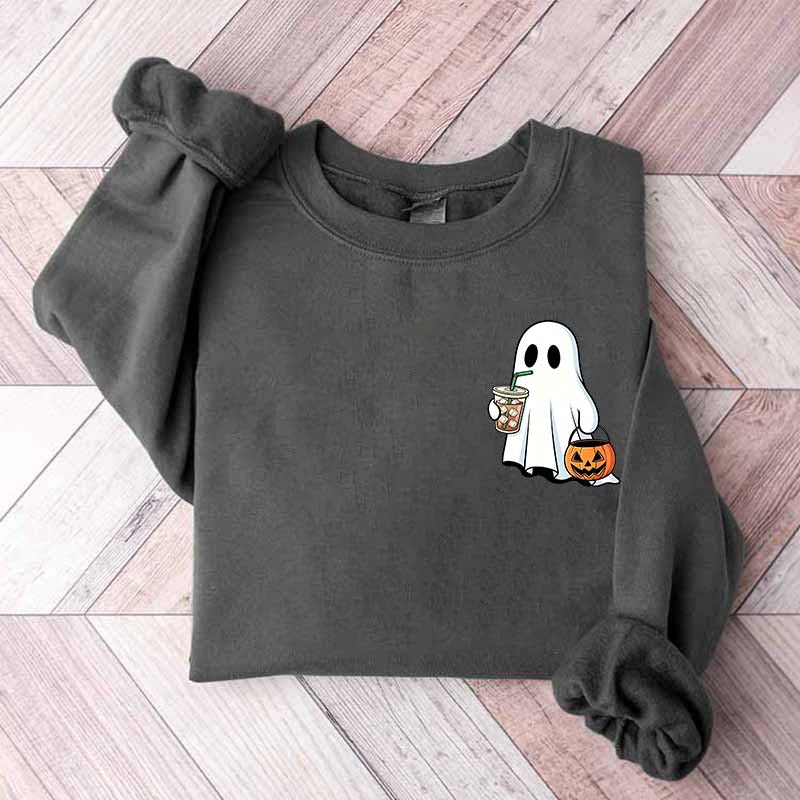 Cute Ghost Drinking Iced Coffee Sweatshirt