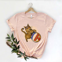 Volleyball Cat  Funny Animal Graphic T-Shirt