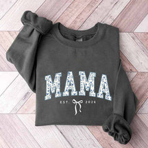 Custom Mama Retro Blue Toile Floral Sweatshirt