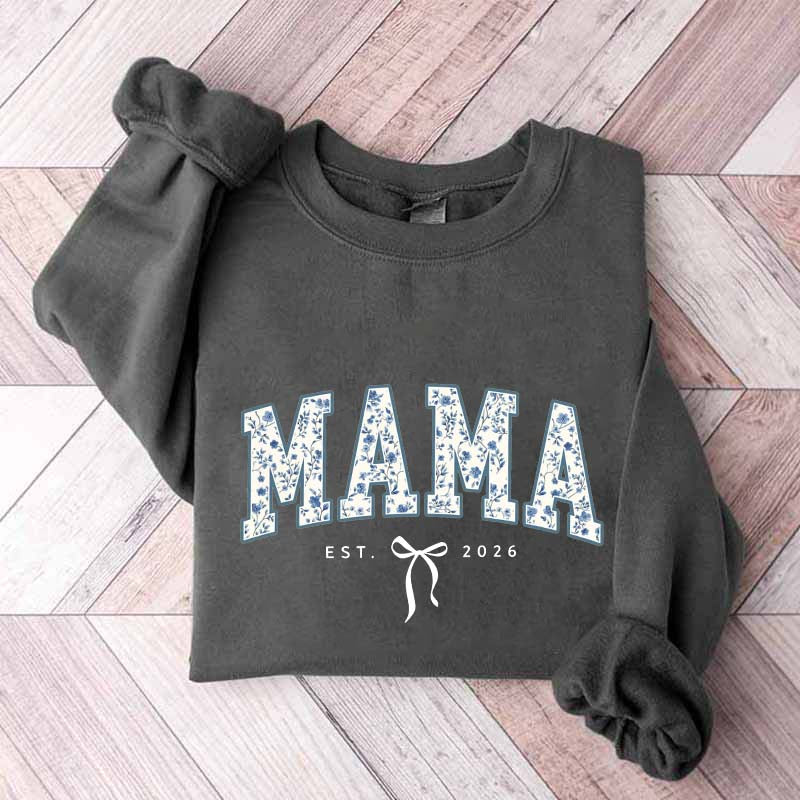 Custom Mama Retro Blue Toile Floral Sweatshirt