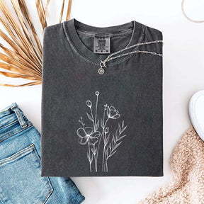 Minimalist Wildflower Plant Floral T-Shirt