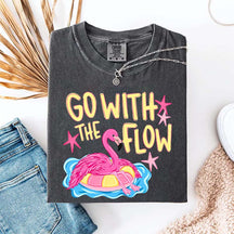 Go With The Flow Flamingo Graphic T-Shirt