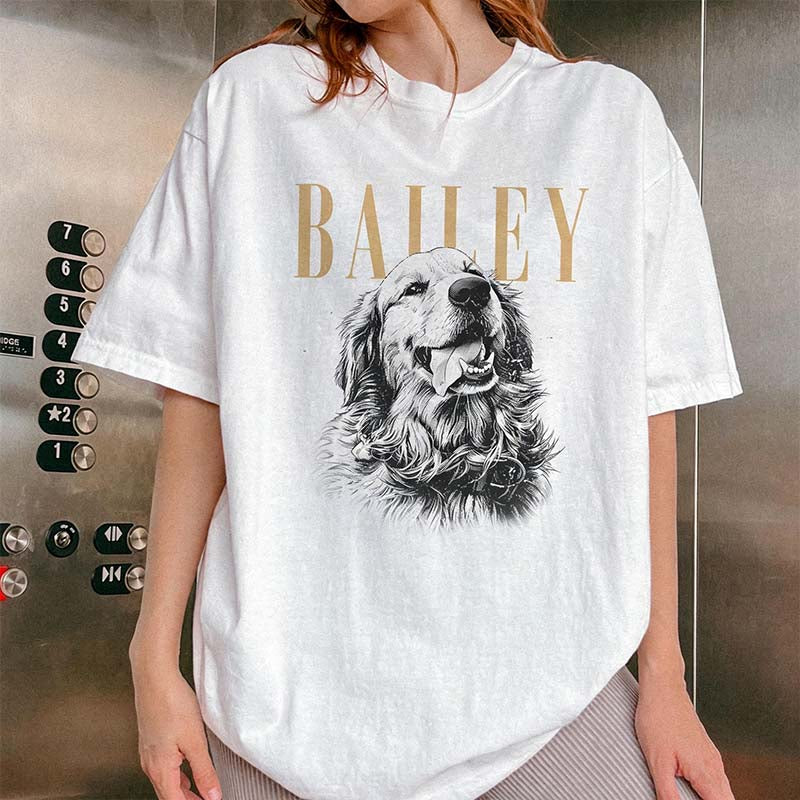Custom Pet Photo And Name T-Shirt