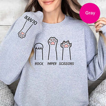 Custom Rock Paper Scissors Funny Cat Sweatshirt