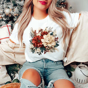 Christmas Flowers Comfort Colors T-Shirt