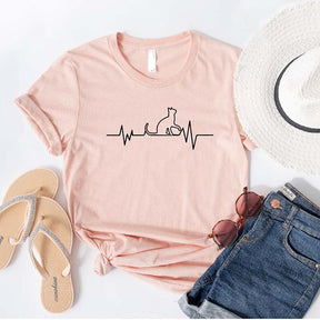 Cat Heartbeat Animal Lover T-Shirt