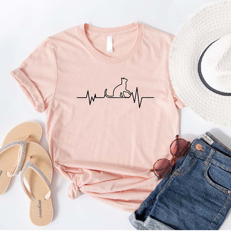 Cat Heartbeat Animal Lover T-Shirt