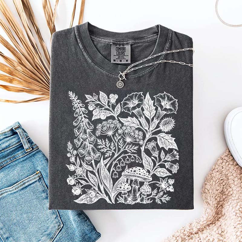Retro Poisonous Plants Dark Academia Botanical T-Shirt