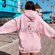 I'm Fine Back Print Hoodie