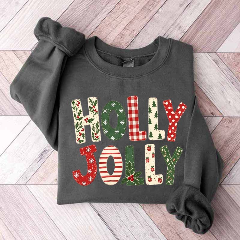 Holly Jolly Merry Christmas Tree Floral Sweatshirt