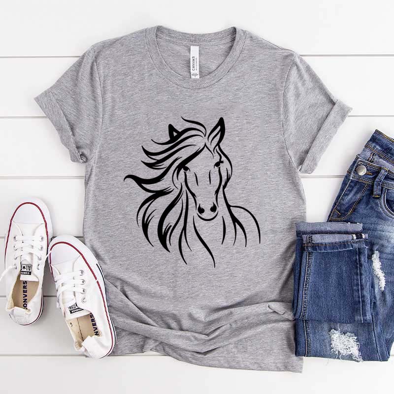 Simple Floral Horse T-Shirt