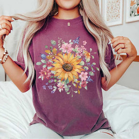 Vintage Floral Pressed  Sun Flowers T-Shirt