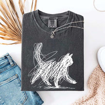 Abstract Cat Line T-Shirt