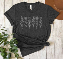 NO WORDS Subtle Anti Boho Botanical Flower T-Shirt