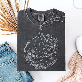 Yin Yang Wave Cherry Blossom T-Shirt