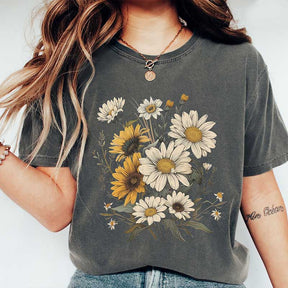 Vintage Style Wildflowers Sunflowers T-Shirt
