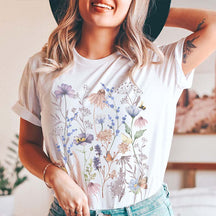 Boho Pressed Flower Vintage Botanical Meadow T-Shirt