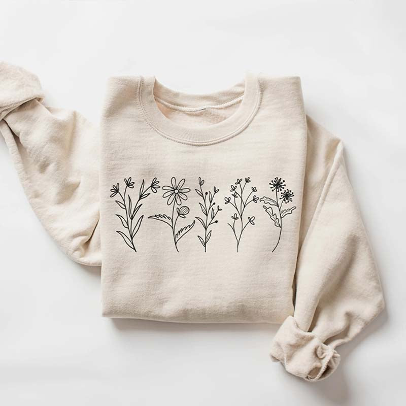 Floral Line Art Mom Sweatshirt