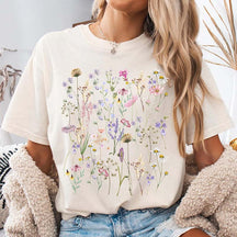 Vintage Pressed Flowers Comfort Colors Botanical T-Shirt