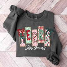 Coquette Merry Christmas Preppy Bow Retro Sweatshirt