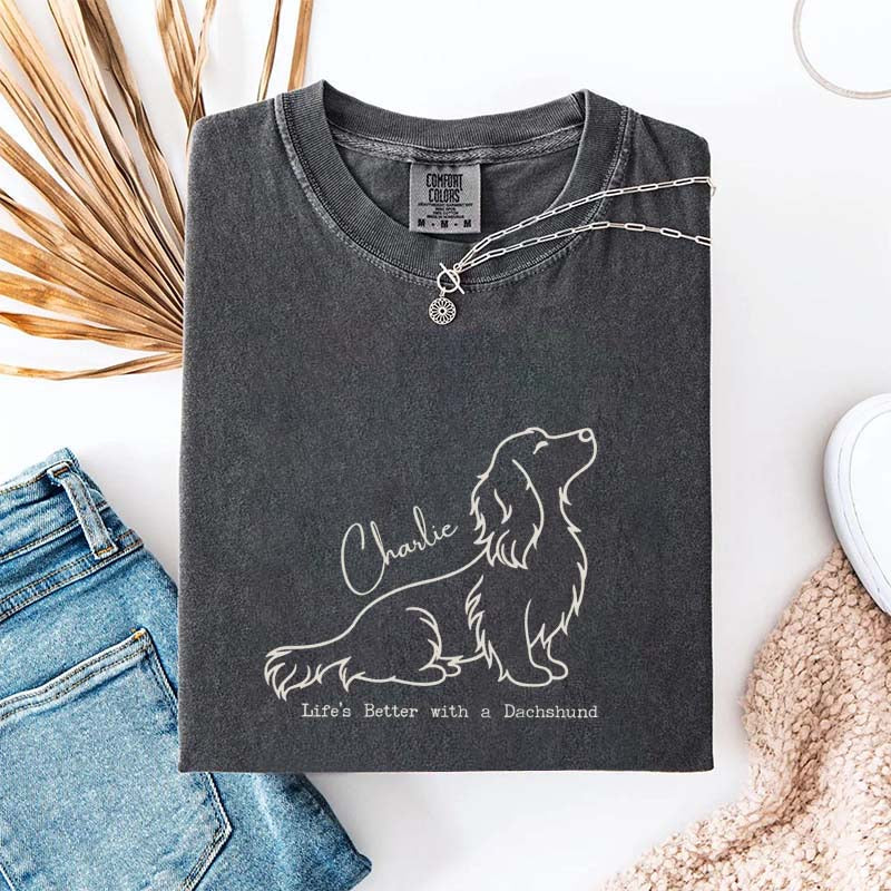 Custom Name Long Hair Dachshund T-Shirt