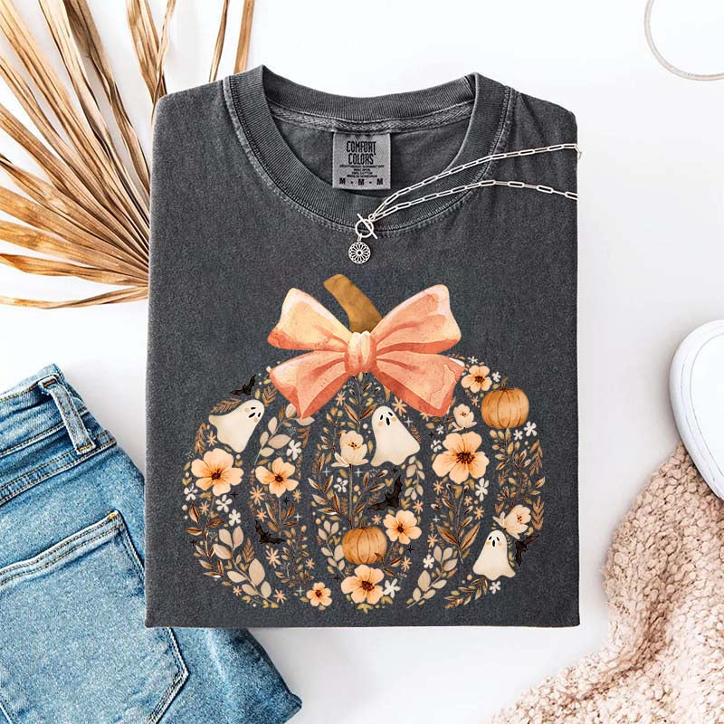 Vintage Floral Pumpkin Cute Halloween T-Shirt