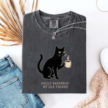 Black Cat Coffee Hello Darkness My Old Friend T-Shirt