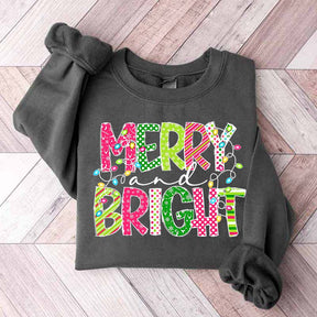 Merry and Bright Cute Family Christmas Sweatshirt