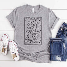 Retro The Moon Tarot Card Cat T-Shirt