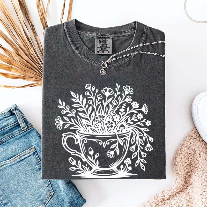 Cottagecore Teacup Floral T-Shirt