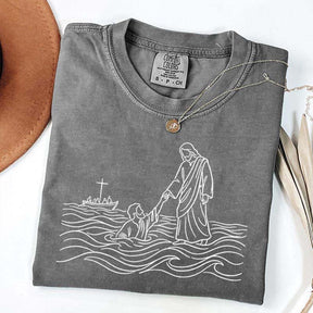 Jesus Walking on Water Comfort Colors T-Shirt