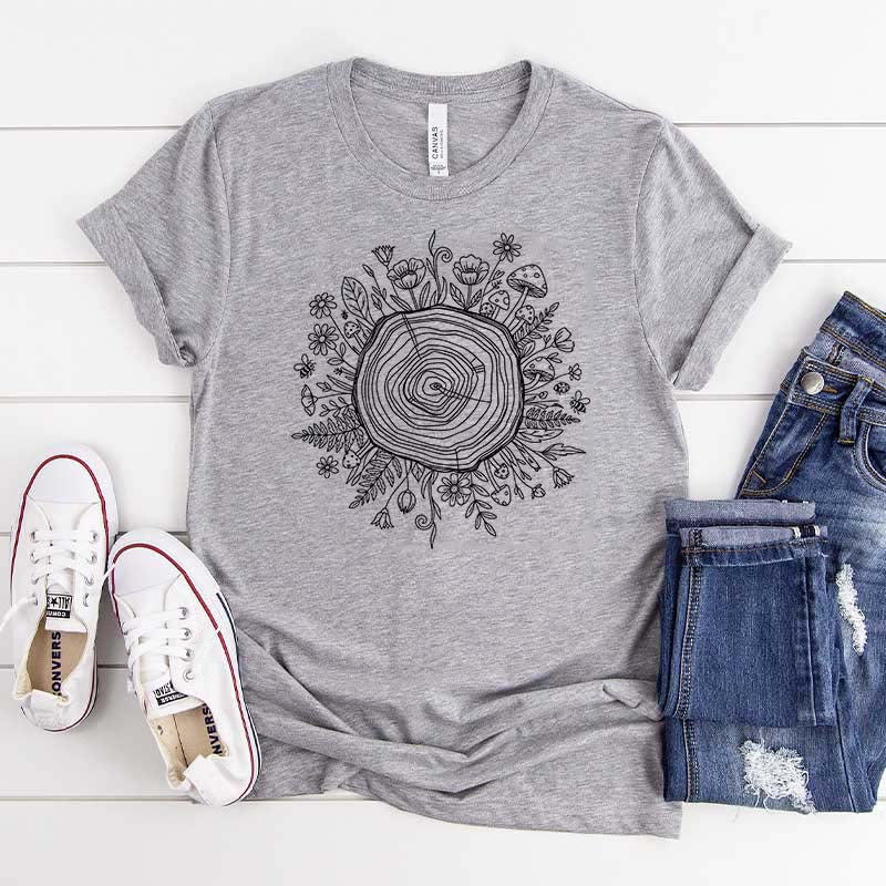 Comfort Colors Botanical Tree Ring Art T-Shirt