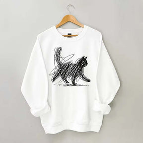 Abstract Scribble Cat Sweatshirt