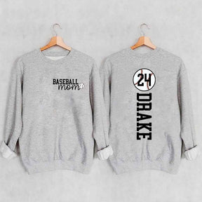 Custom Baseball Name And Number Mom Sweatshirt
