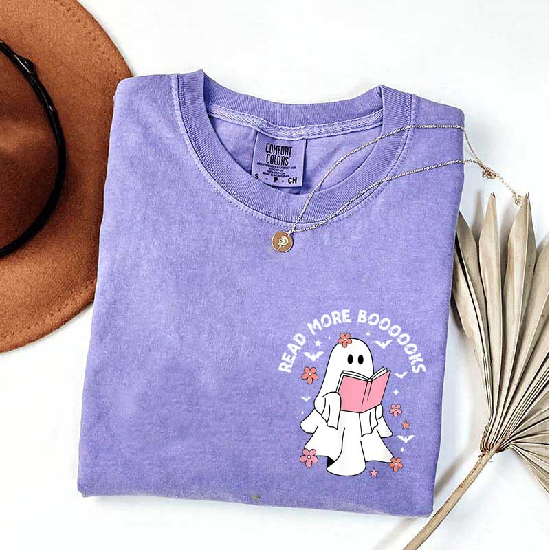 Ghost Reading Books Bookish Halloween T-Shirt
