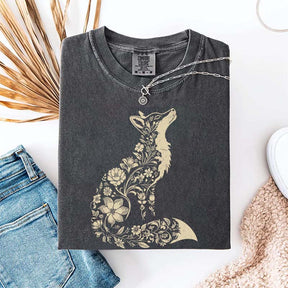 Retro Floral Fox Woodland Animal T-Shirt