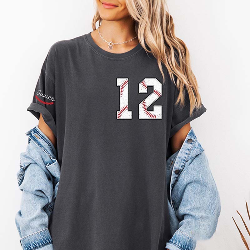 Custom Cute Baseball Number and Name T-Shirt