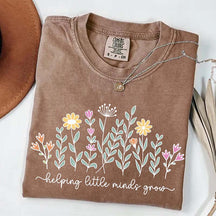 Helping Little Minds Grow Teacher Flower T-Shirt