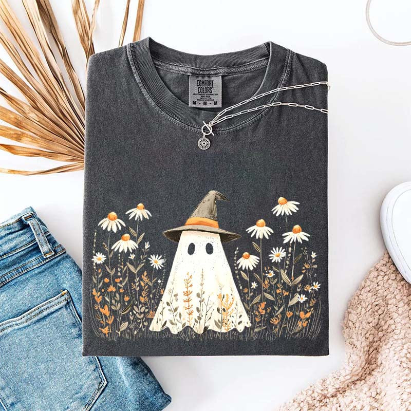 Retro Halloween Fall Aesthetic Daisy Flower T-Shirt