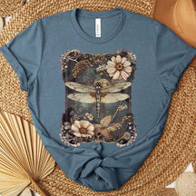 Boho Womens Dragonfly Floral T-Shirt