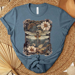 Boho Womens Dragonfly Floral T-Shirt