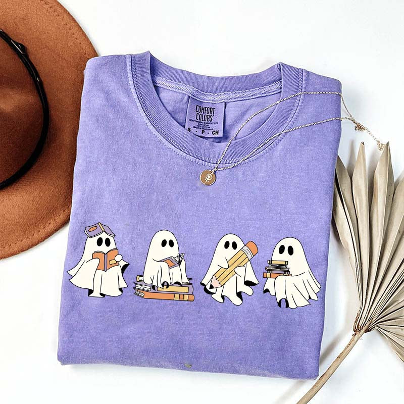 Cute Halloween Ghost Book T-Shirt